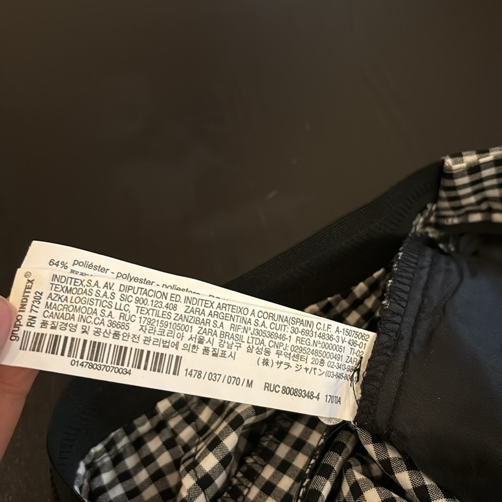 ZARA check pants front pockets elastic waist at back faux pockets at back size M - Picture 9 of 13